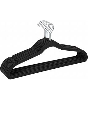 Simplify 10 Luxury Slim Velvet Huggable Hangers in Black